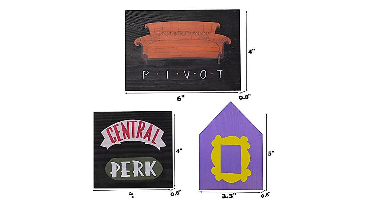 Friends TV Show Decor Set - 9-Piece Rustic Tiered Tray Decor