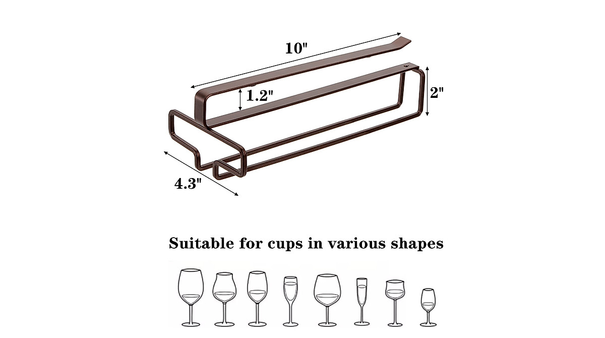 Lyellfe Wine Glass Rack Set - No Drill Under Cabinet Holder