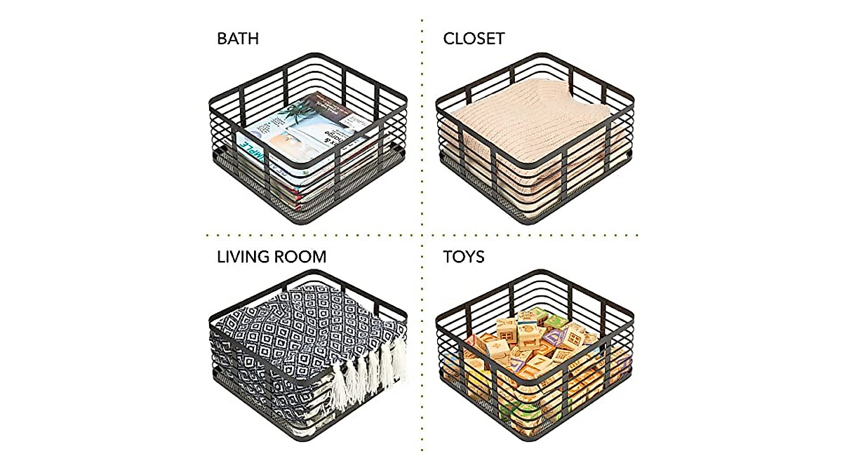 mDesign Storage Organizer Bins – 6 Pack in Matte Black