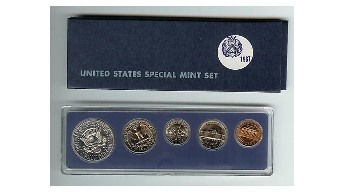 1967 US Mint Proof Coin Set - Rare Collectible Featuring 5 Coins
