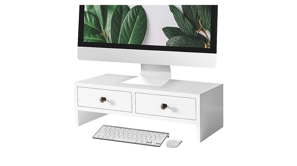 Welland Monitor Stand Riser with Drawers | Ergonomic Desktop Organizer