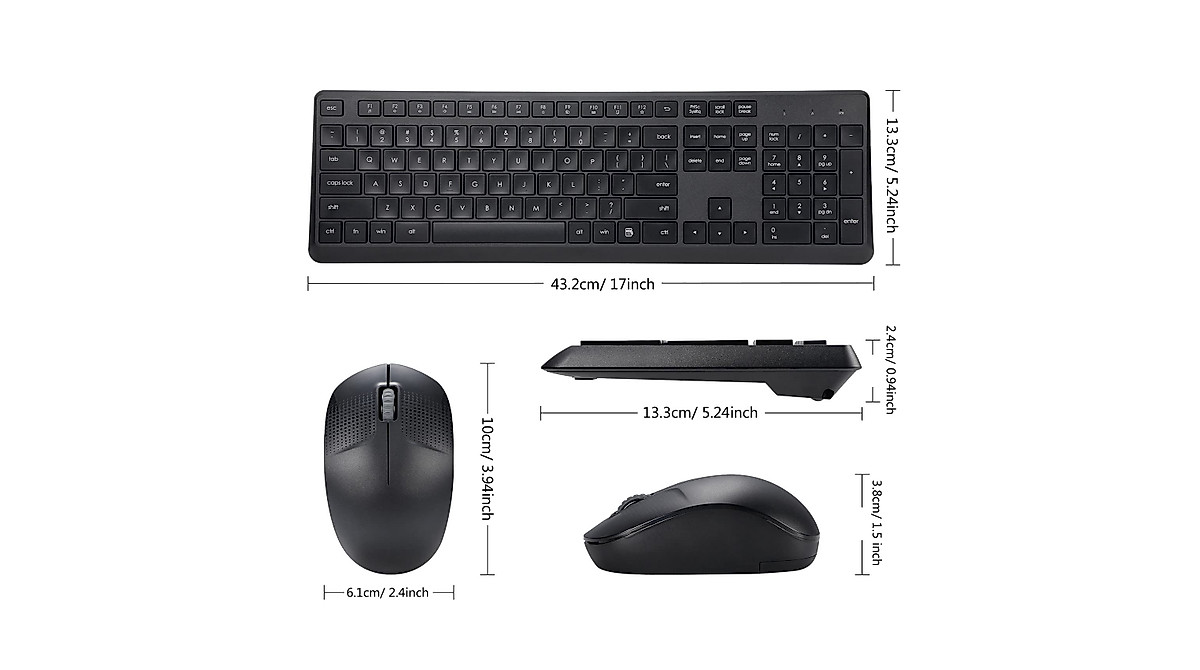 Acolarid Wireless Keyboard & Mouse Combo - Ergonomic & Silent
