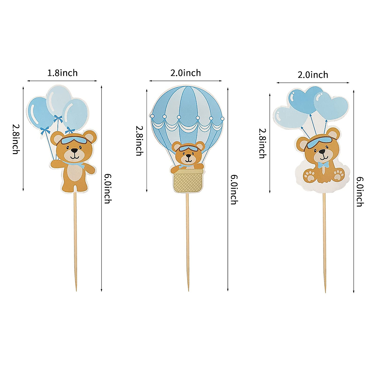 Baby Shower Cake Topper Buy Hot Air Balloon Pilot Bear Cupcake Cake Toppers Aviator Fly Baby Shower Birthday Party Decorations Supplies Stitch Cupcake Toppers