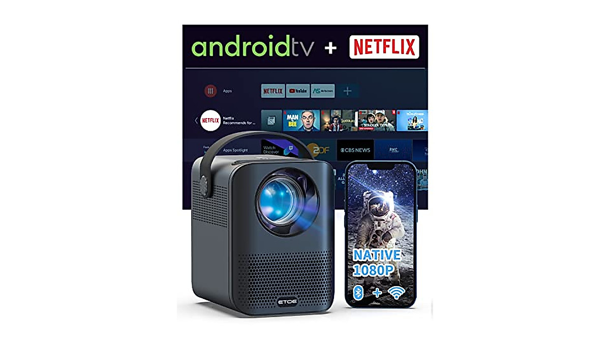 ETOE D2 Pro Portable Projector with 4K Support & Mini Tripod