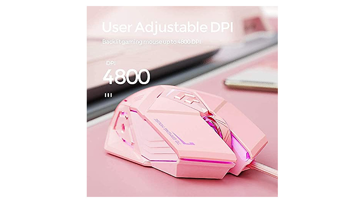 INPHIC Pink Gaming Mouse - Ergonomic & RGB Backlight
