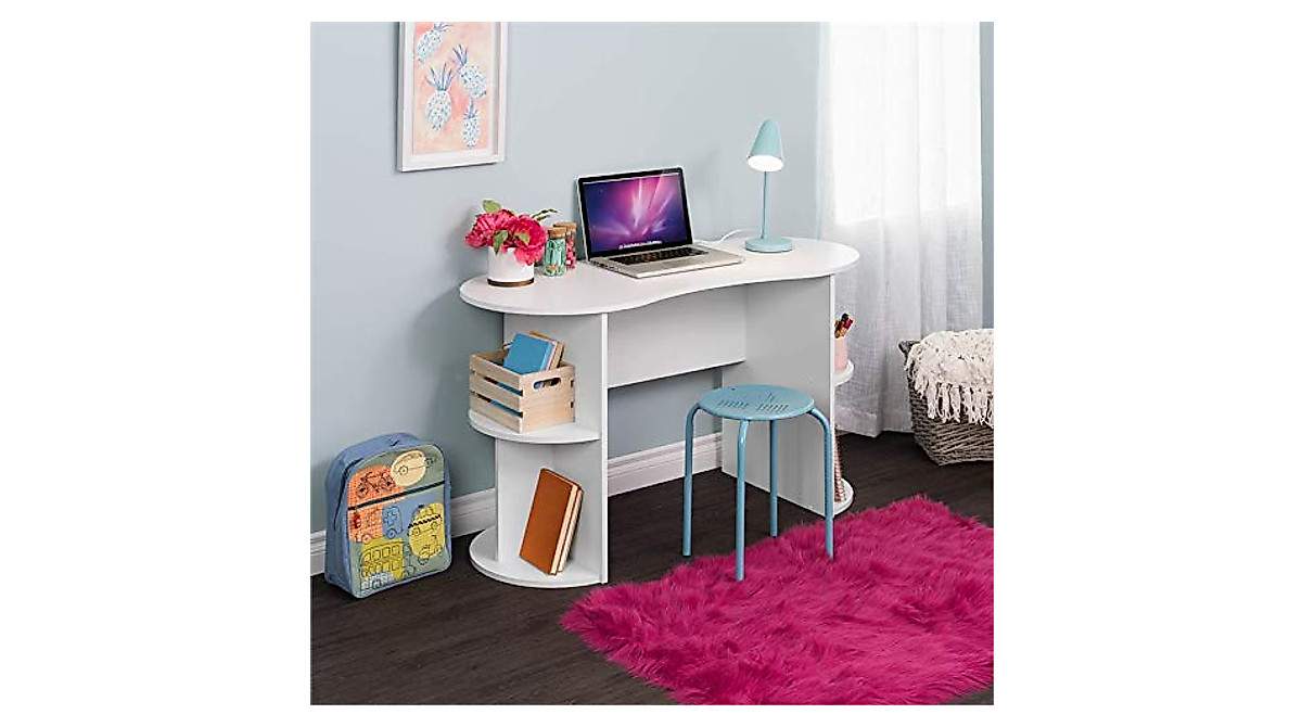 Prepac Kurv Compact Student Desk - Space-Saving White Design