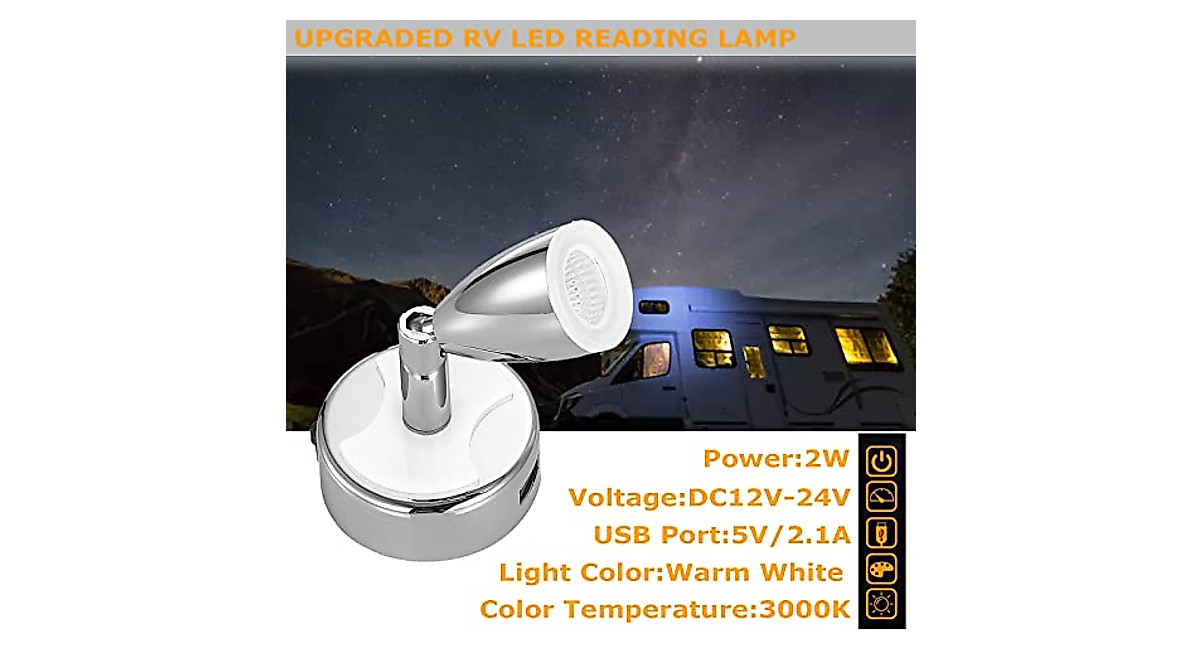 4PCS RV LED Reading Light with USB Charging Port