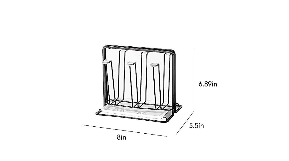 YISMAN Metal Cup Drying Rack with 6 Hooks and Drain Tray