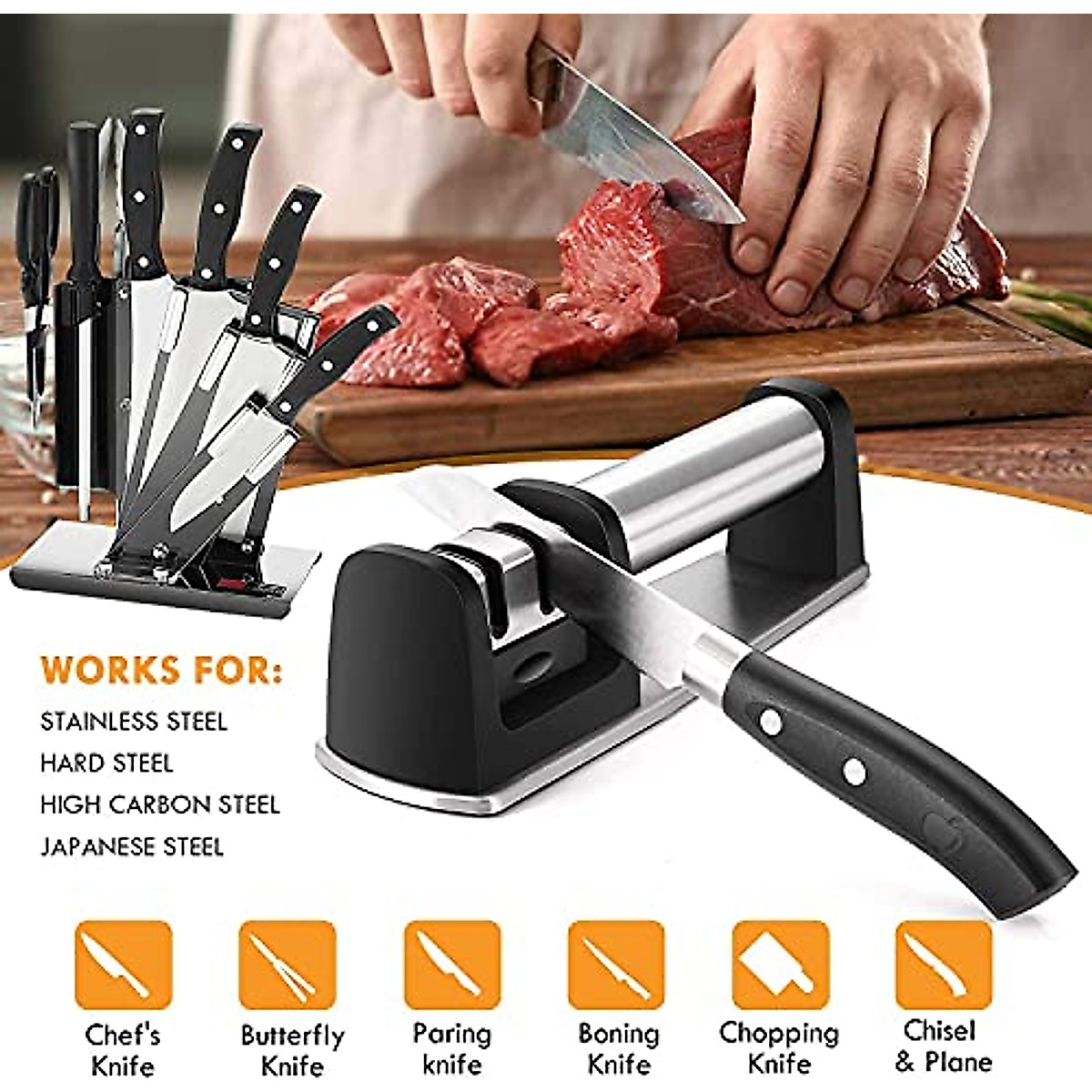 JCHOPE Knife Sharpener - 2-Stage Kitchen Tool