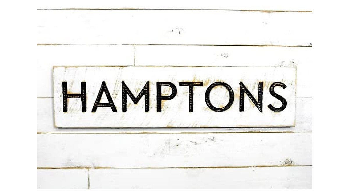 Hamptons Sign - Rustic Coastal Wooden Wall Art for Home & Shop
