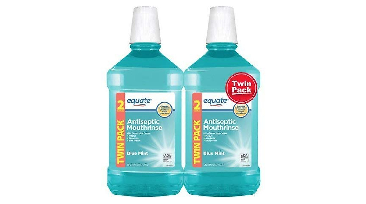 Equate Blue Mint Antiseptic Mouthrinse | 1.5L Twin Pack for Oral Care