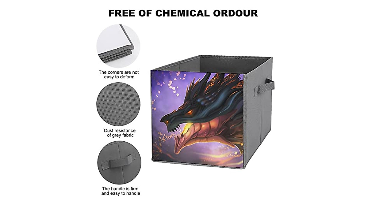 Cool Magma Dragon Storage Bins - Foldable & Stylish