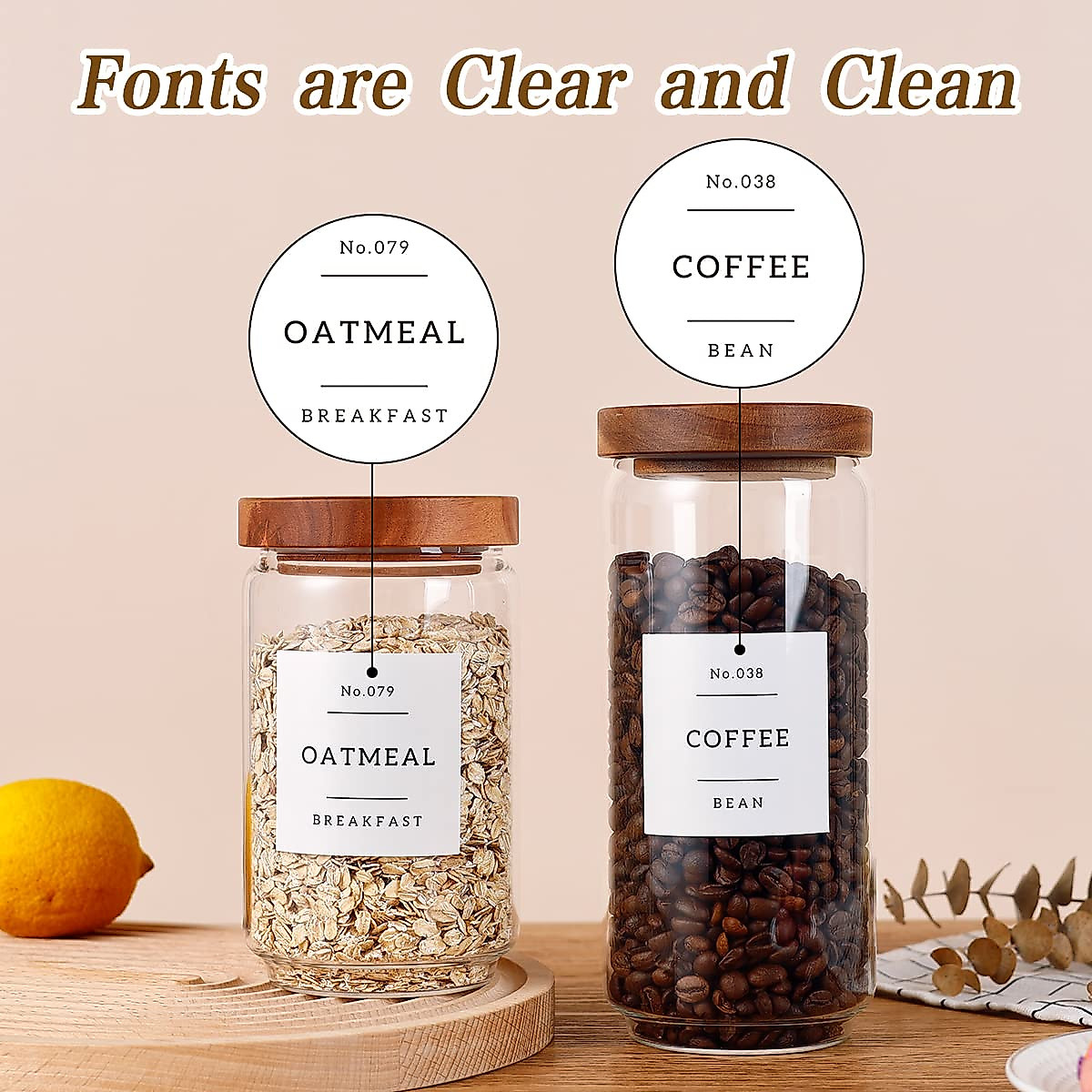 Minimalist Kitchen Pantry Labels - 132 Waterproof Stickers