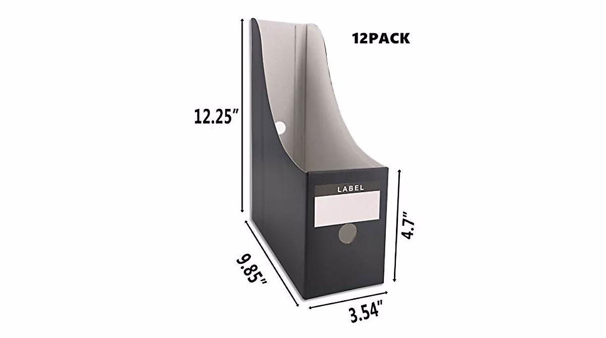 HUAPRINT Black Magazine File Holder - 12 Pack Organizer