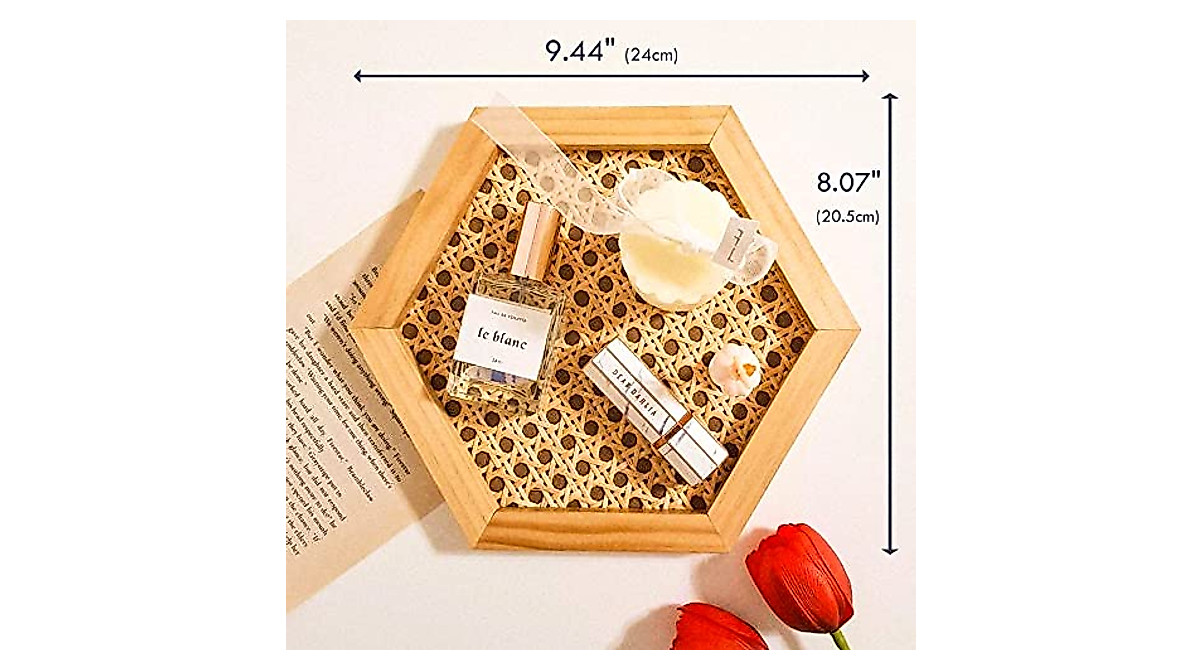 Hexagon Premium Rattan Tray - Handcrafted & Eco-Friendly
