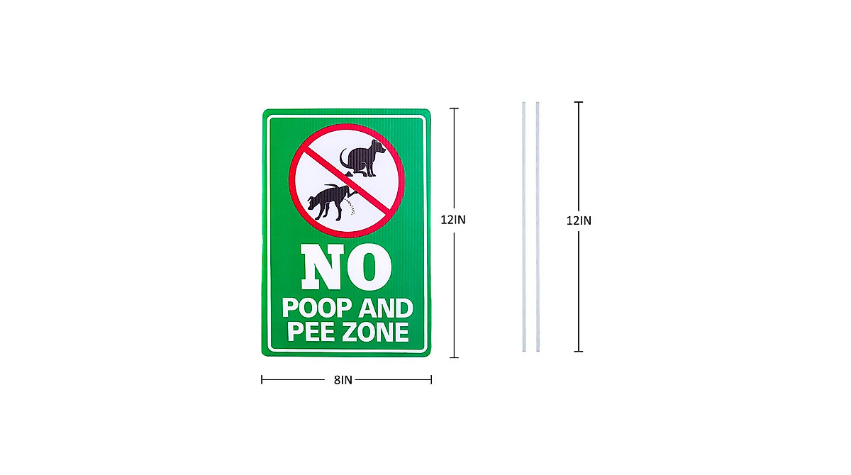 WaaHome Double-Sided No Poop Sign for Yards
