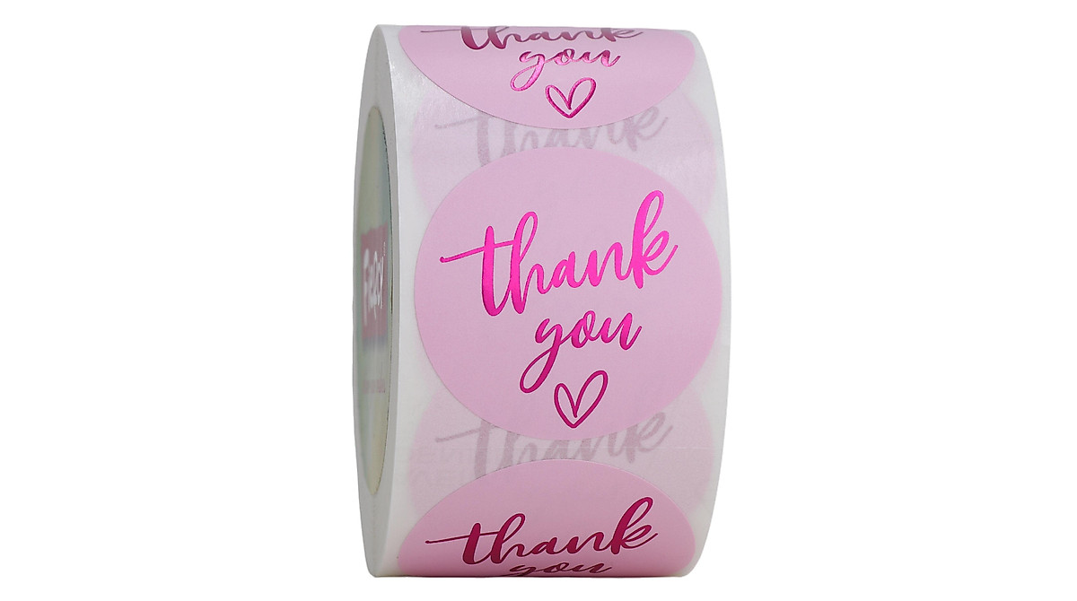 500 Pink Thank You Stickers for Small Business Supplies