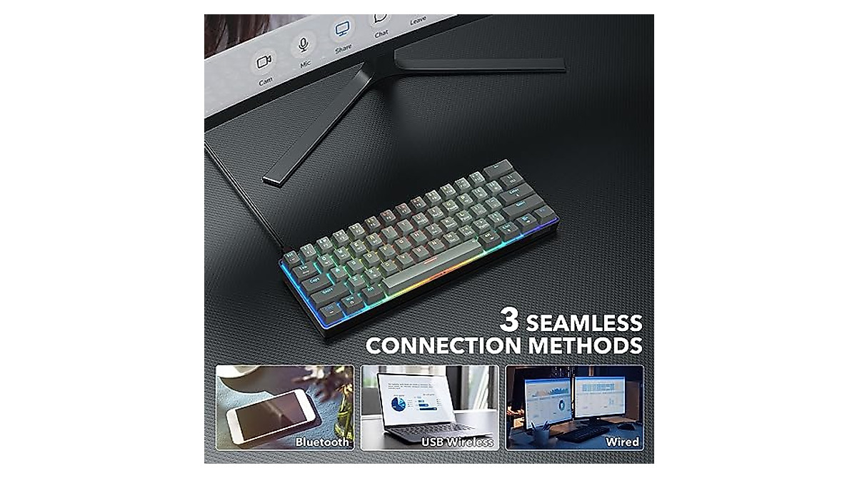 SABLUTE Mechanical Gaming Keyboard - Compact 60% RGB & Hot Swappable