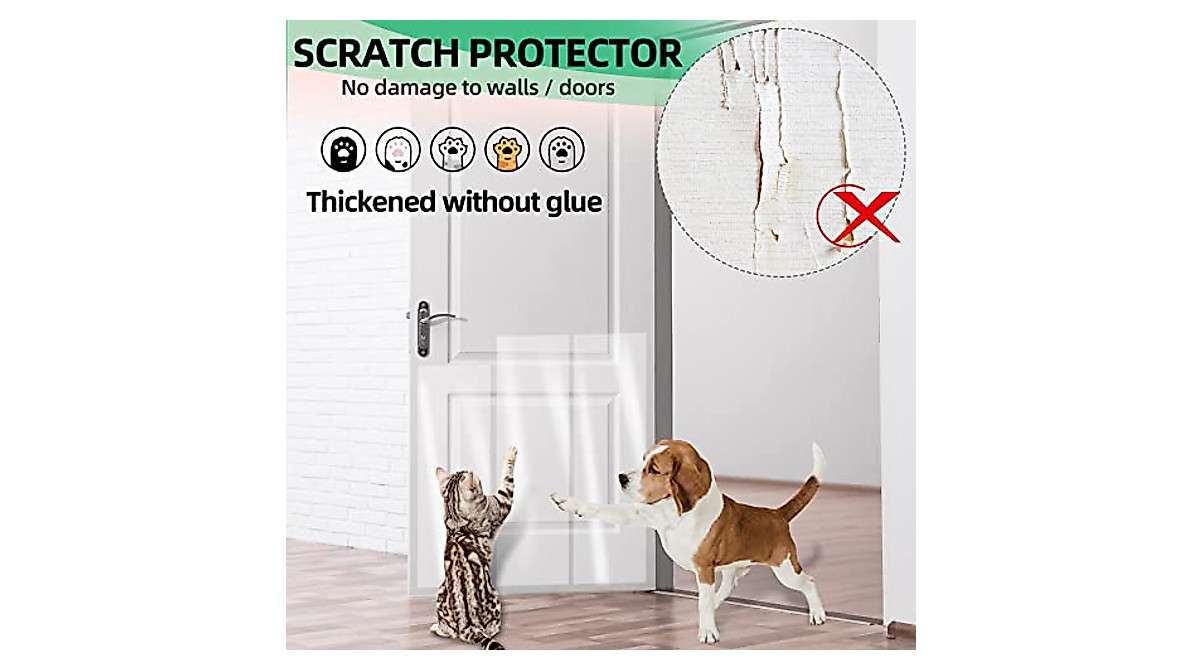KDAOQN Dog Scratch Door Protector - Clear Vinyl Shield for Furniture
