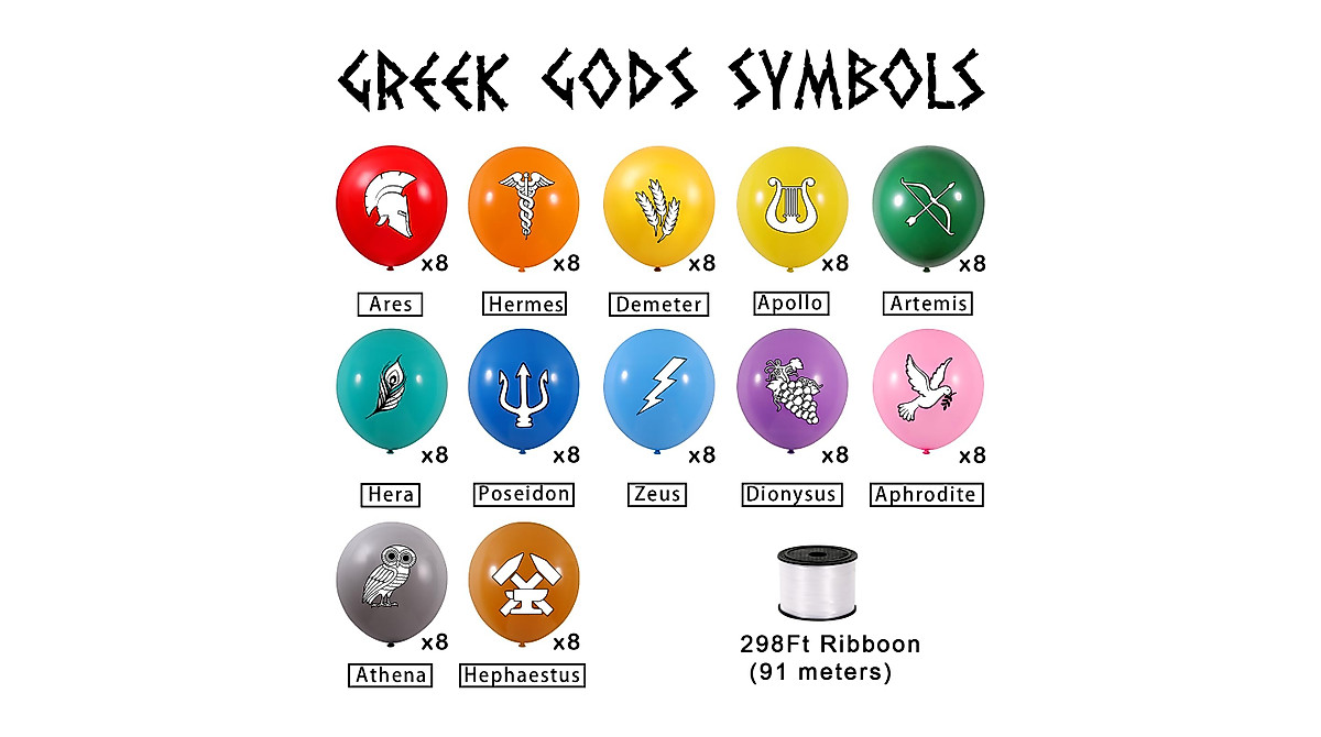 96pcs Greek Mythology Balloons & God Party Decorations