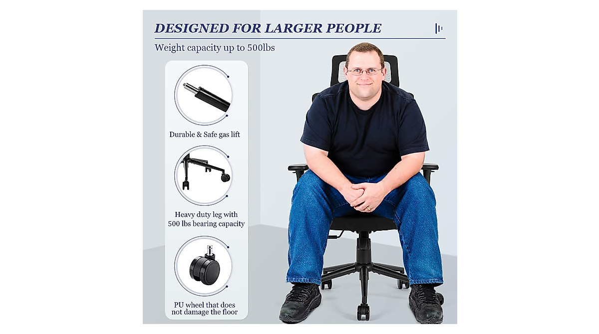 Heavy Duty Big & Tall Office Chair - Ergonomic Swivel Chair 500lbs Support