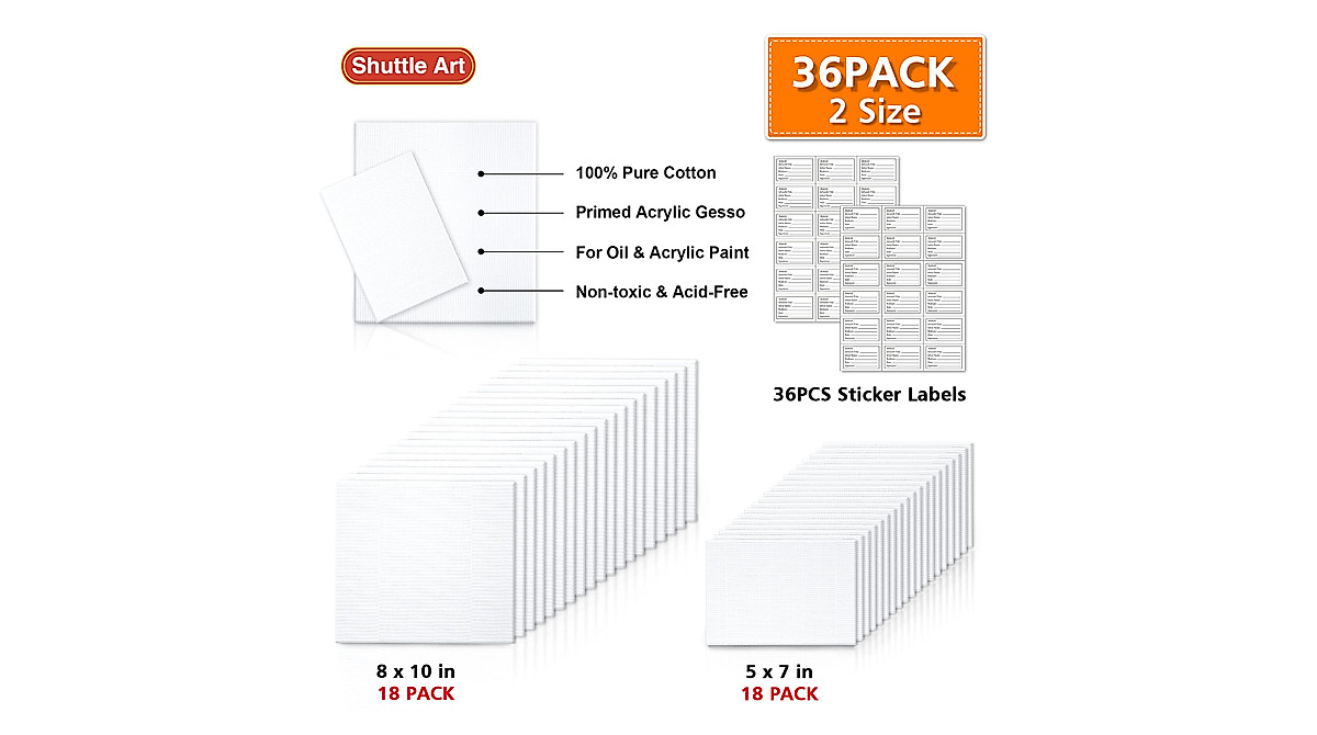 Shuttle Art Canvas Panels 36 Pack for Painting & Art Projects