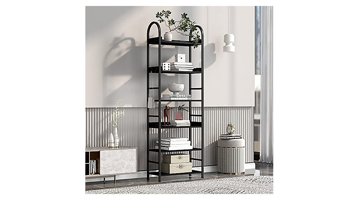 Merax 6-Tier Tall Industrial Bookshelf - Open Display & Storage