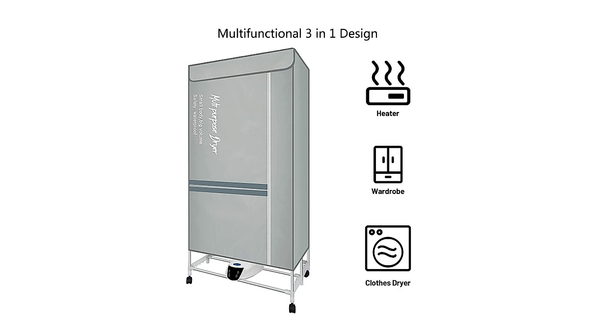 Electric Clothes Dryer - Remote Control & Timer