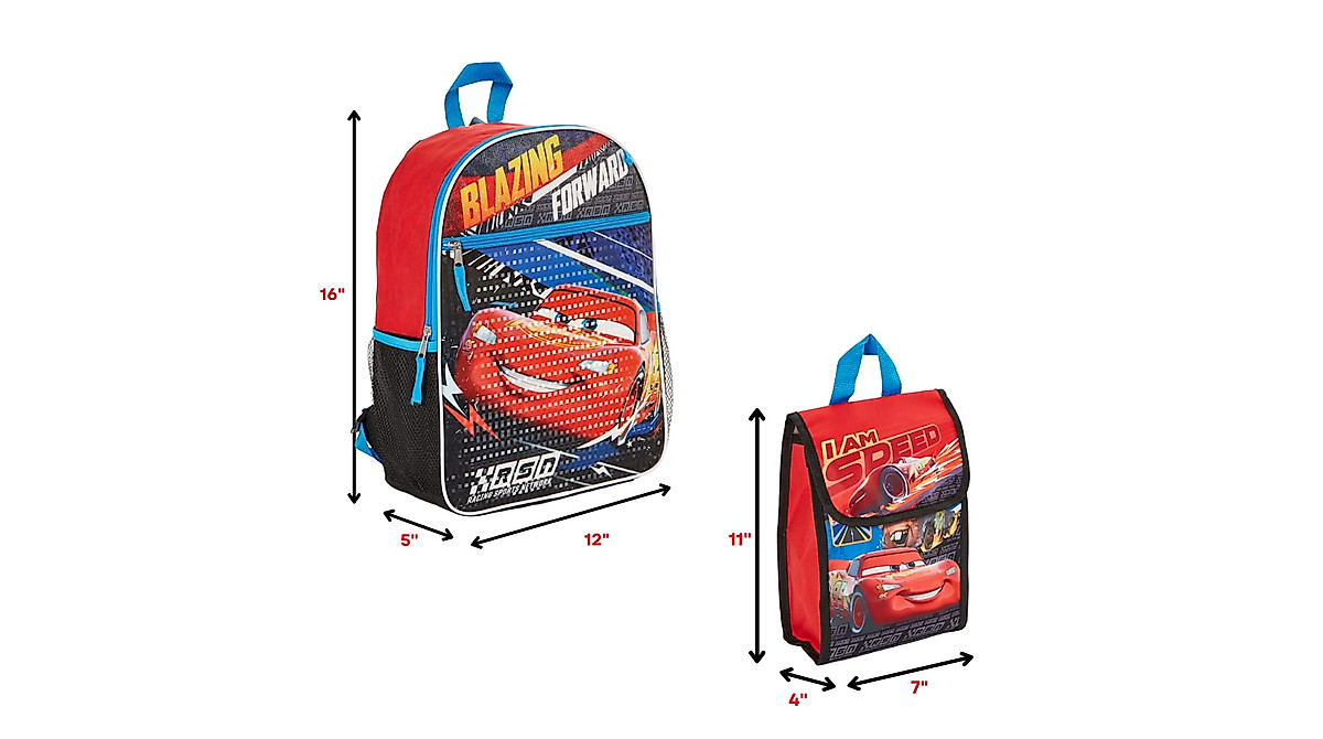 Disney Pixar Cars Backpack Set for Kids - 16 inch