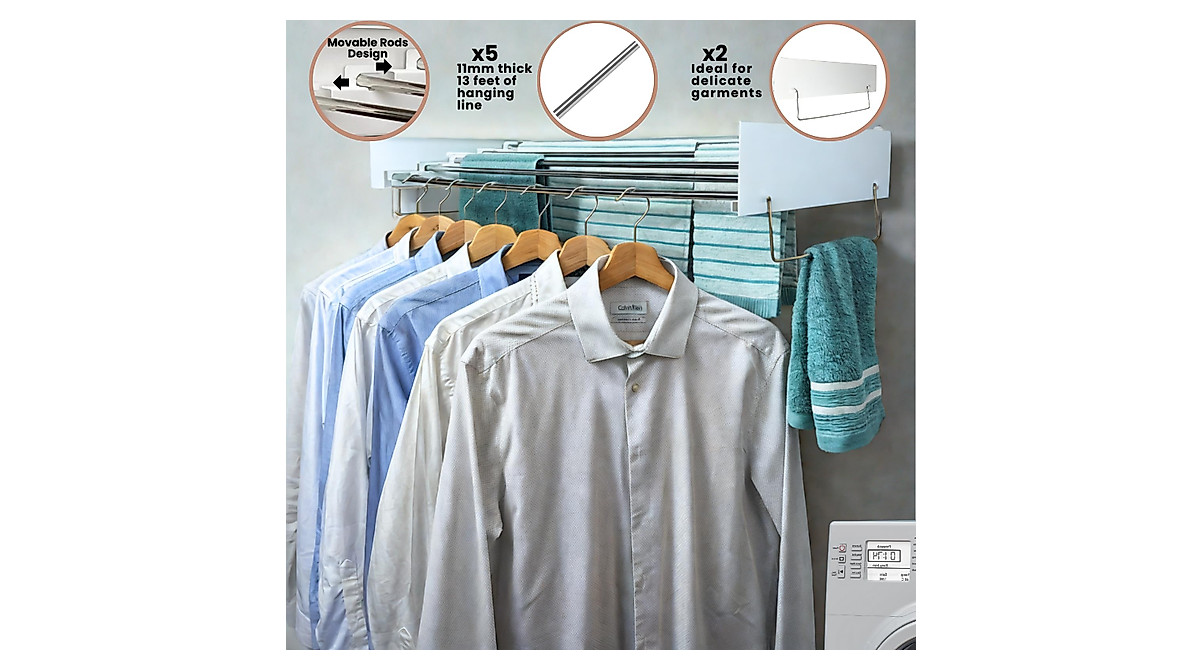 Wall Mounted Drying Rack - Stainless Steel Clothes Drying Rack