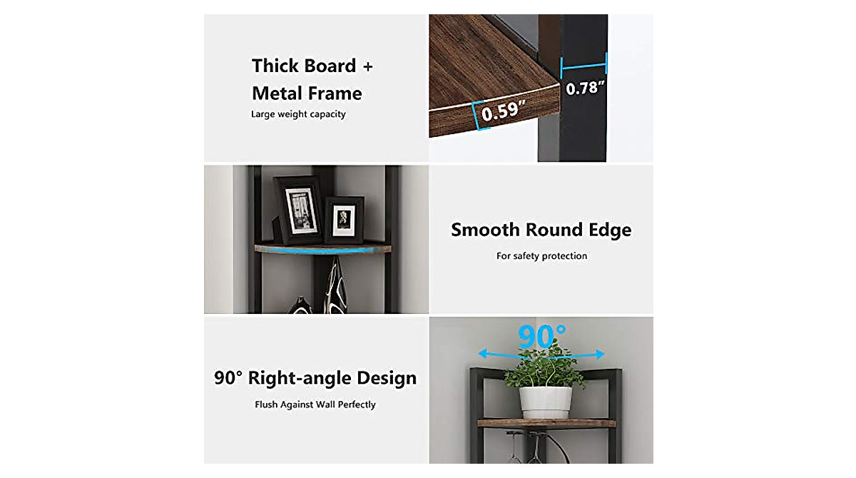 Tribesigns Corner Plant Stand Indoor | Rustic 5-Tier Corner Shelf