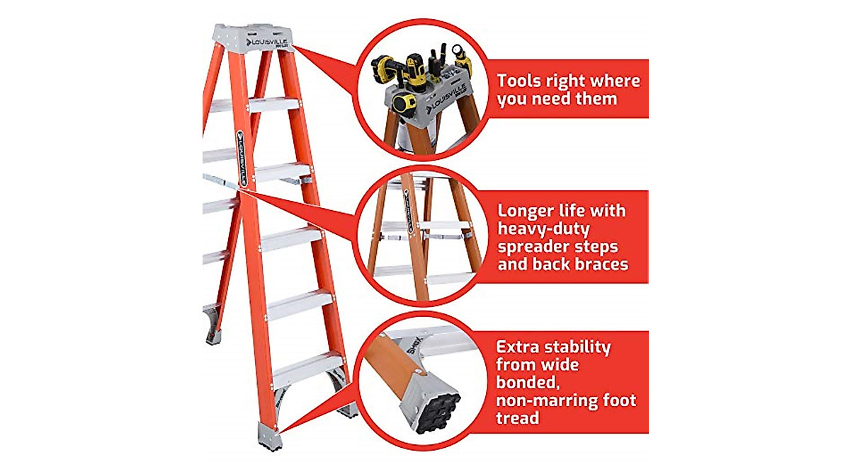 Louisville Fiberglass Step Ladder - 6ft, 300-Pound Capacity, Type IA