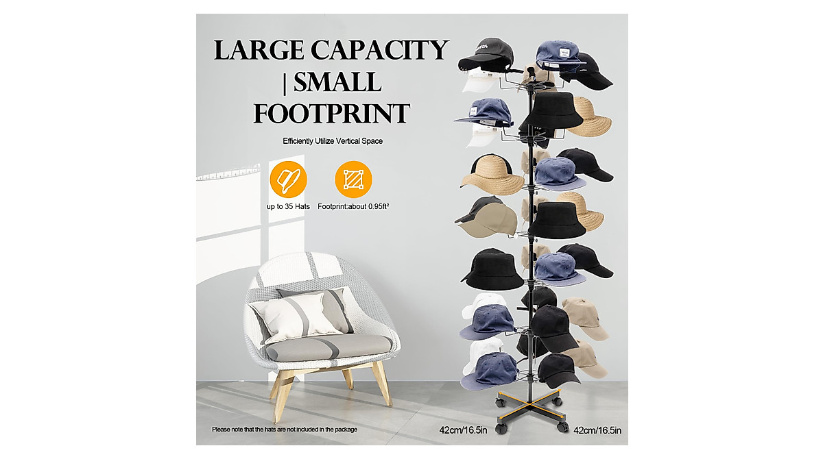 DDBESSIC 7-Tier Rotating Hat Display Rack - Space Saving Retail Stand