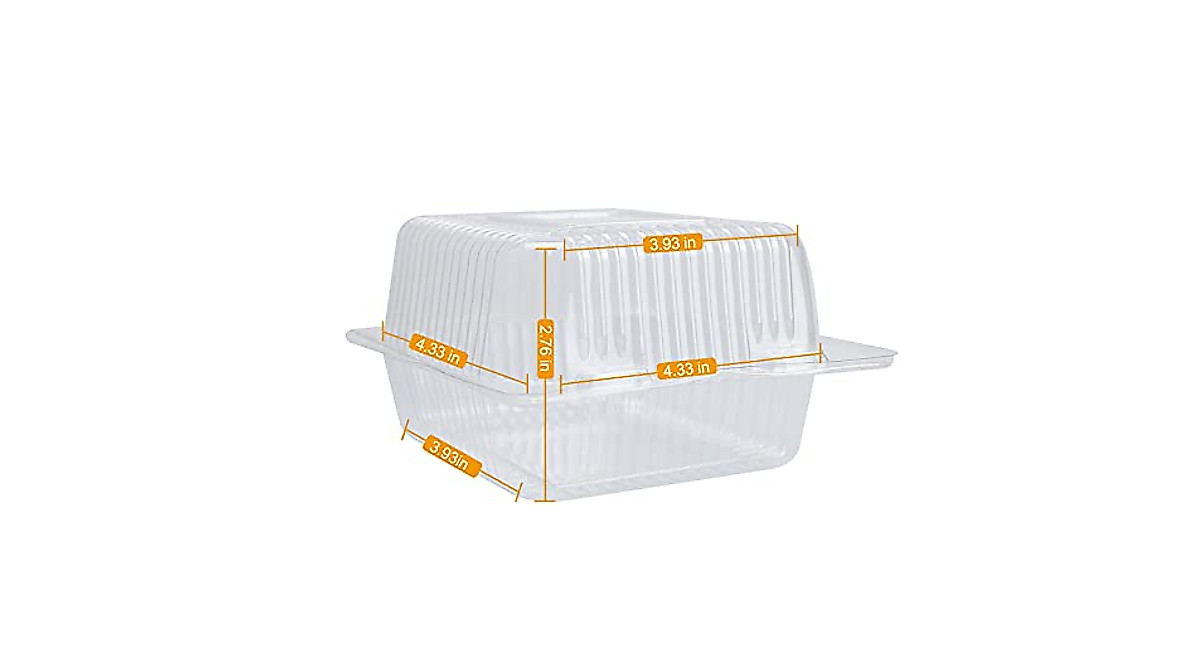 Clear Plastic Cake Slice Containers - 50PC Hinged Trays