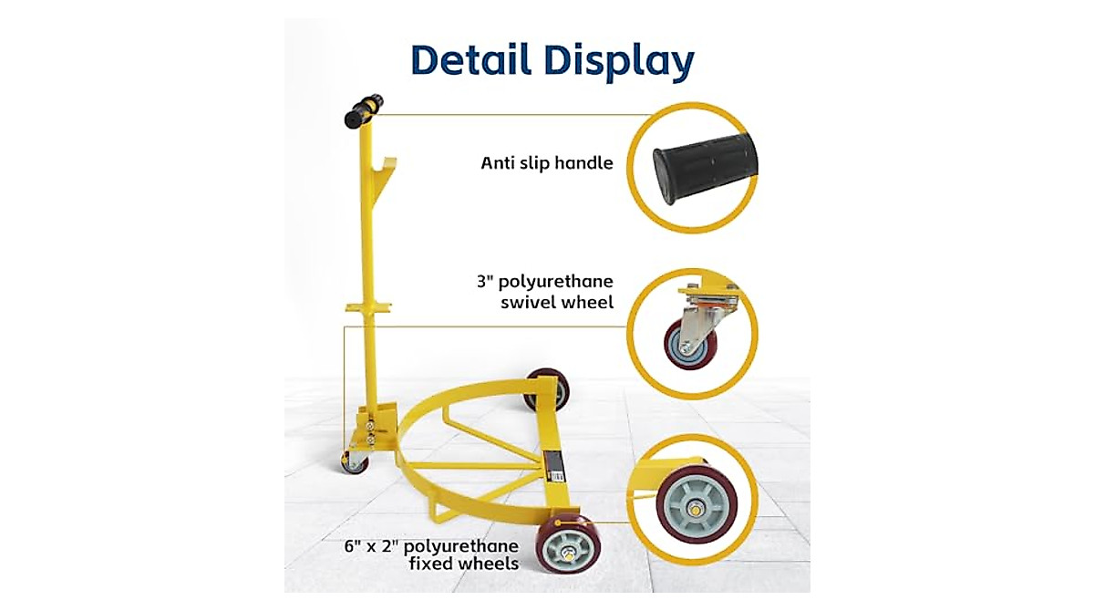 MaxWorks 50858 55 Gallon Drum Dolly — Heavy-Duty Steel Oil Cart