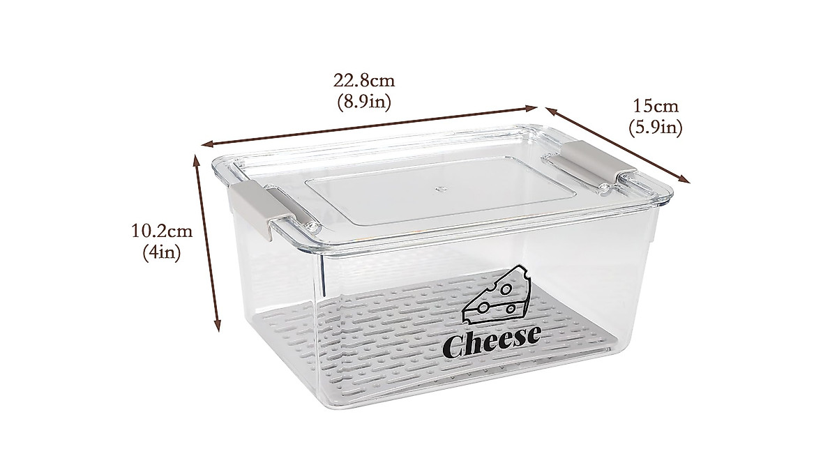 Yomjarl Airtight Cheese Container with Draining Basket | Food Saver