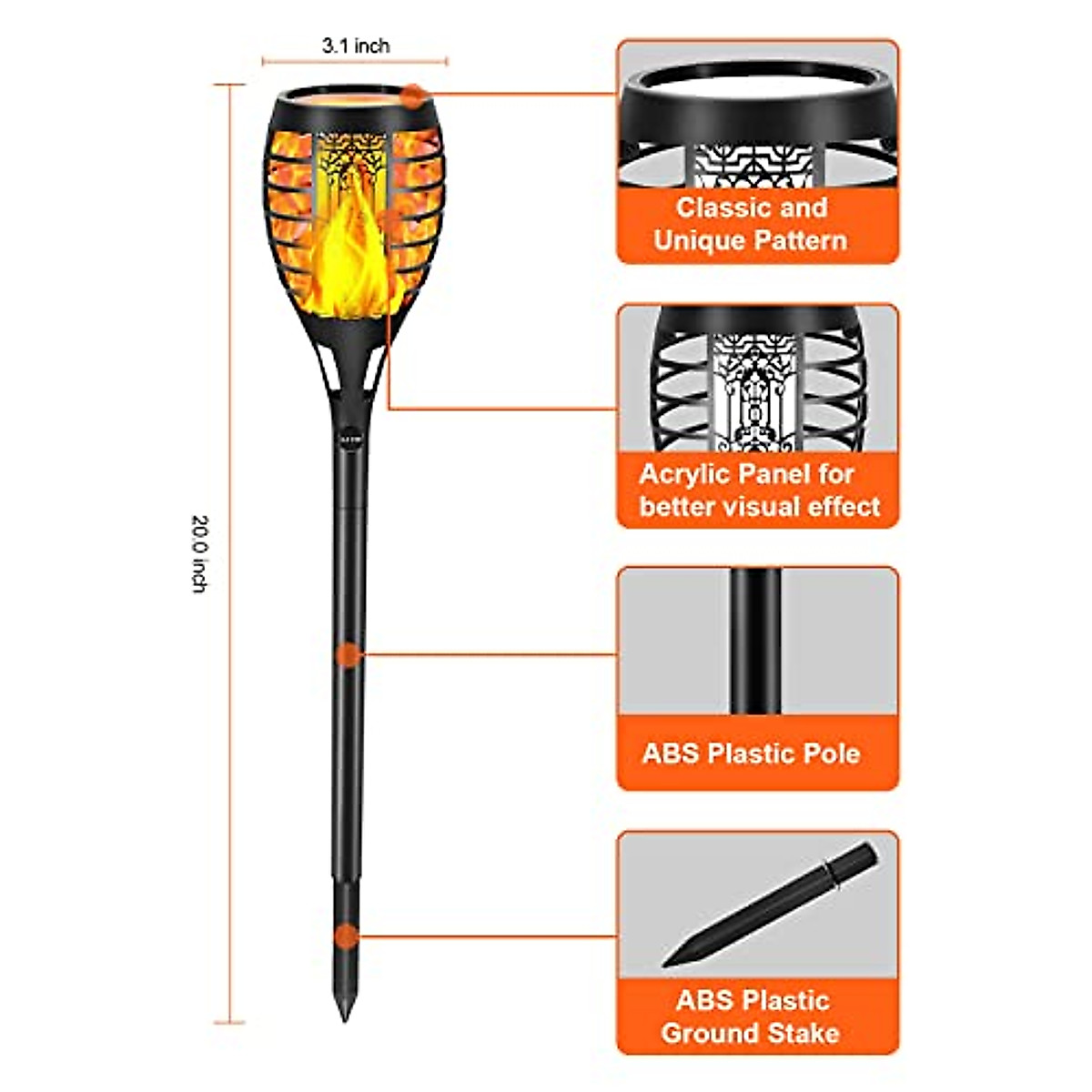 LUYE Low Voltage Torch Landscape Lights Led Torch Lights Flickering