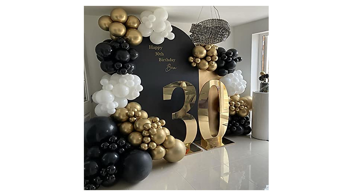 Black and Gold Balloon Garland Arch Kit - Elegant Party Decor