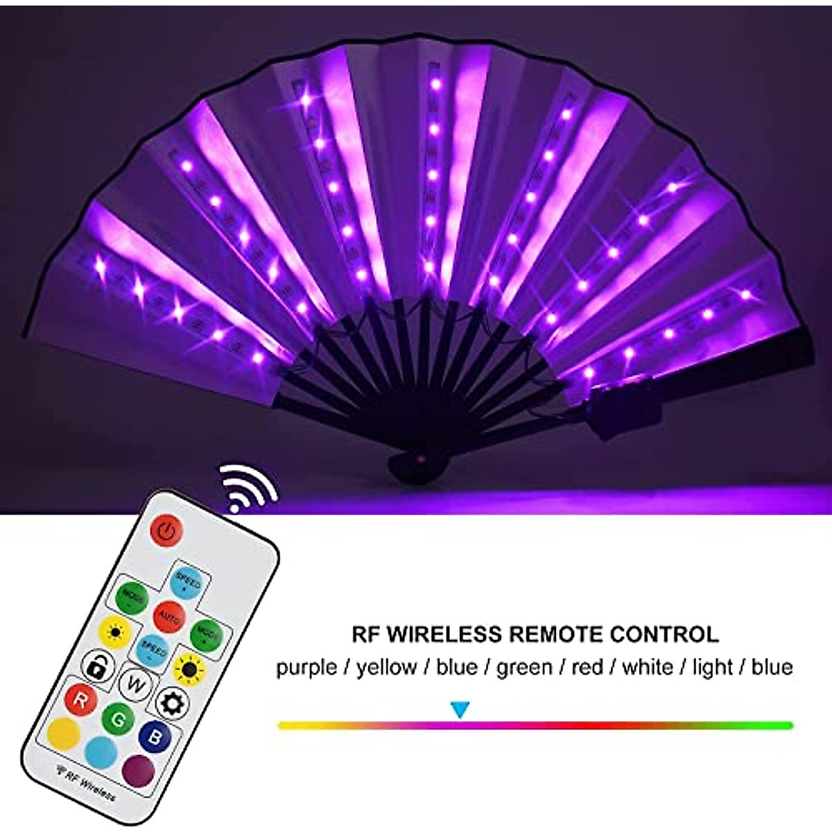 LATROVALE LED Folding Fan for Stage & Parties | Light Up Hand Fan
