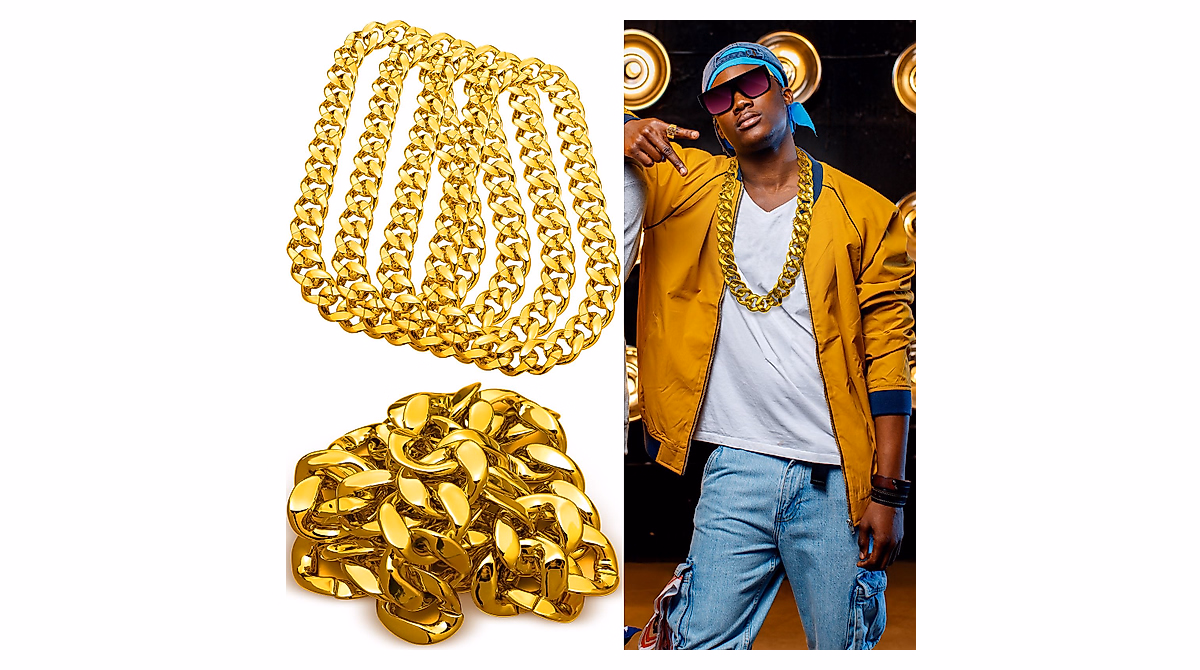 Jexine 12 Pcs Costume Rapper Chain, Hip Hop Chain Bulk Fake Necklace ...