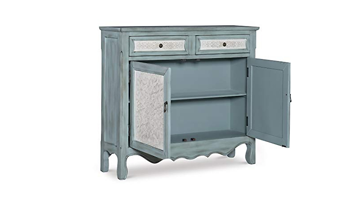 Powell Antique Blue/White Console: Elegant Home Storage