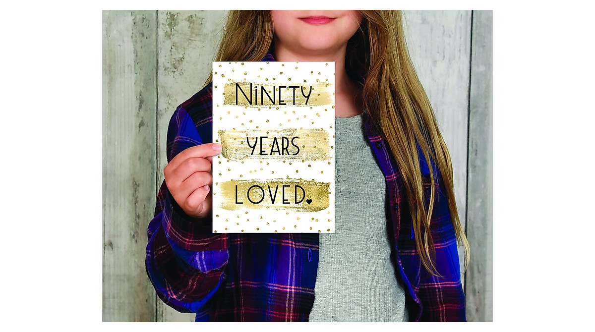 90th Birthday Card - Celebrate 90 Years Loved