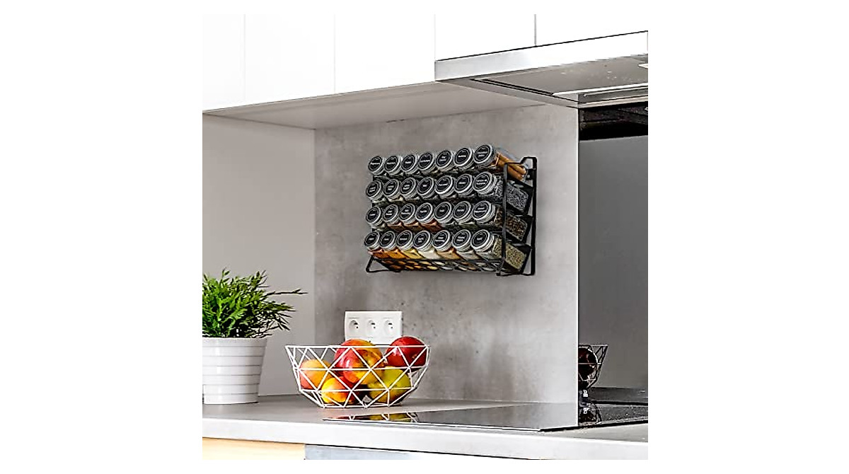 VITEVER 4-Tier Spice Rack Organizer with 28 Jars for Kitchen Storage
