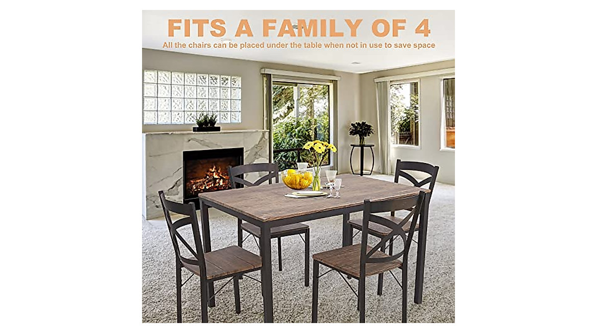 Dporticus 5 Piece Dining Table Set for 4 - Industrial Style & Space-Saving