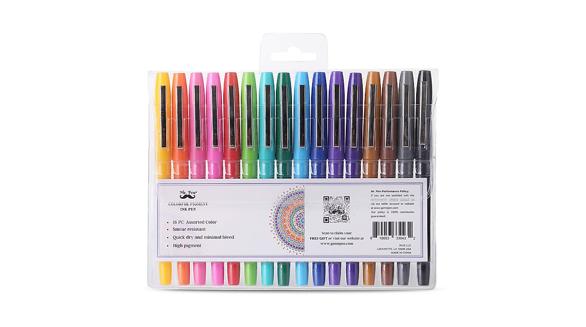 Mr. Pen Felt Tip Pens 16 Pack - Vibrant Multi-Color Markers for Art ...
