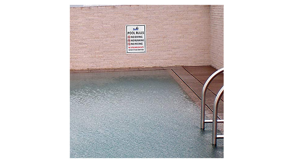 Kichwit Pool Rules Sign - Weather-Resistant Aluminum Sign for Outdoor Pools