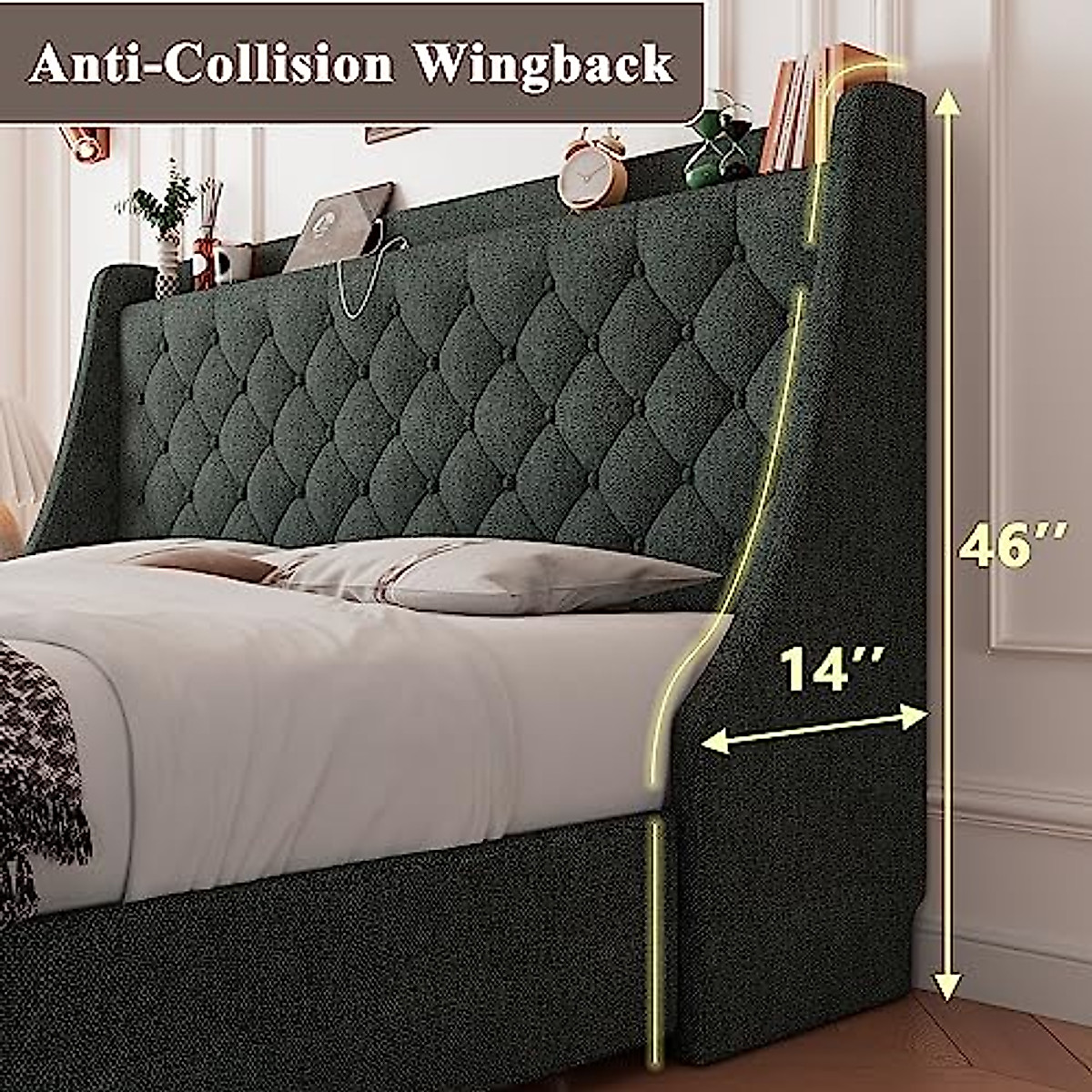 Feonase King Size Bed Frame with Storage & USB Charging