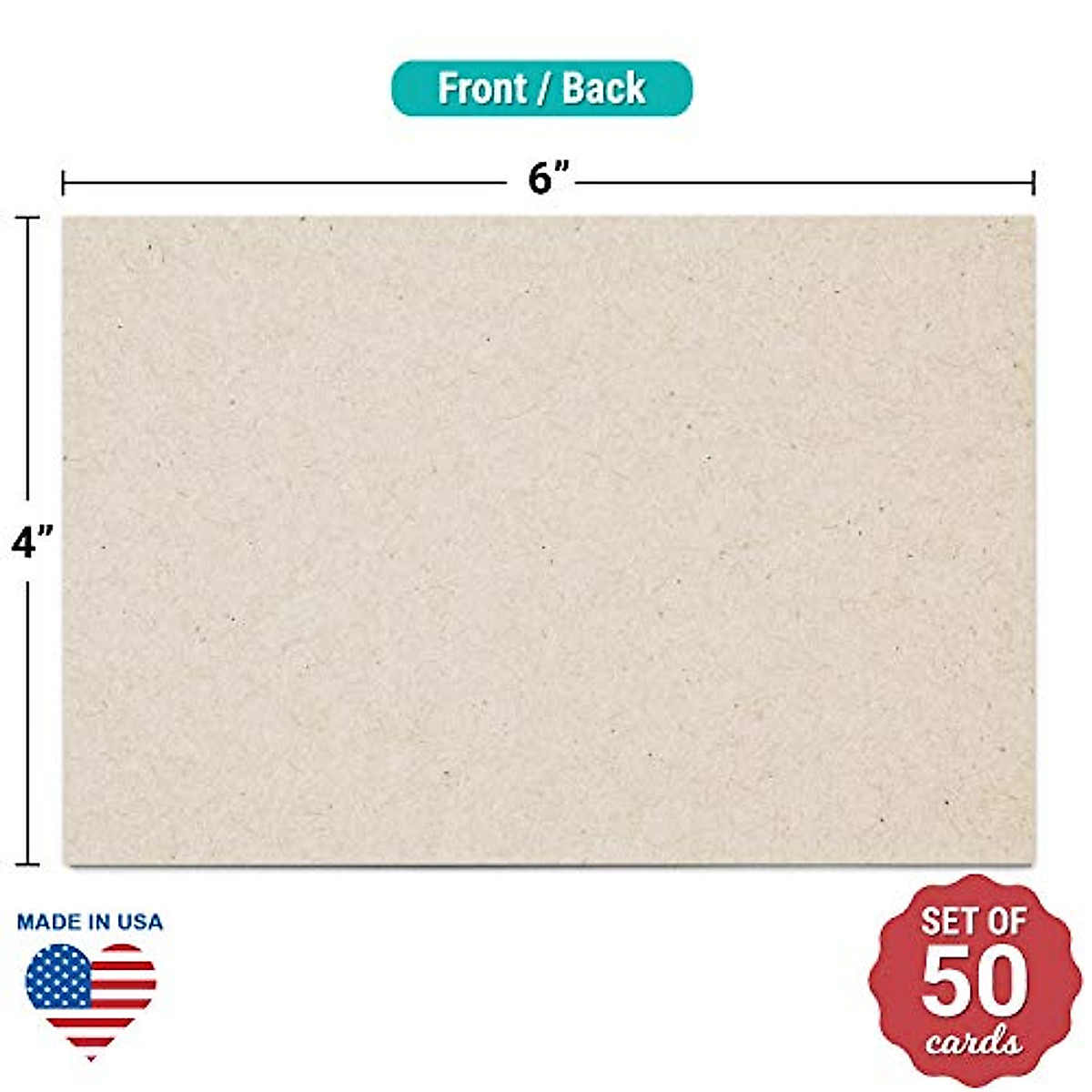 Blank 4x6 Cards: Thick 14pt Rustic Cardstock (Set of 50)