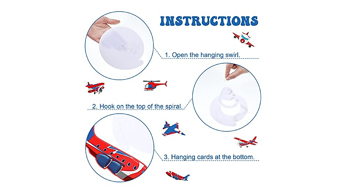 30-Piece Airplane Hanging Swirl Decorations - Colorful Ceiling Streamers For Aviation Theme Parties
