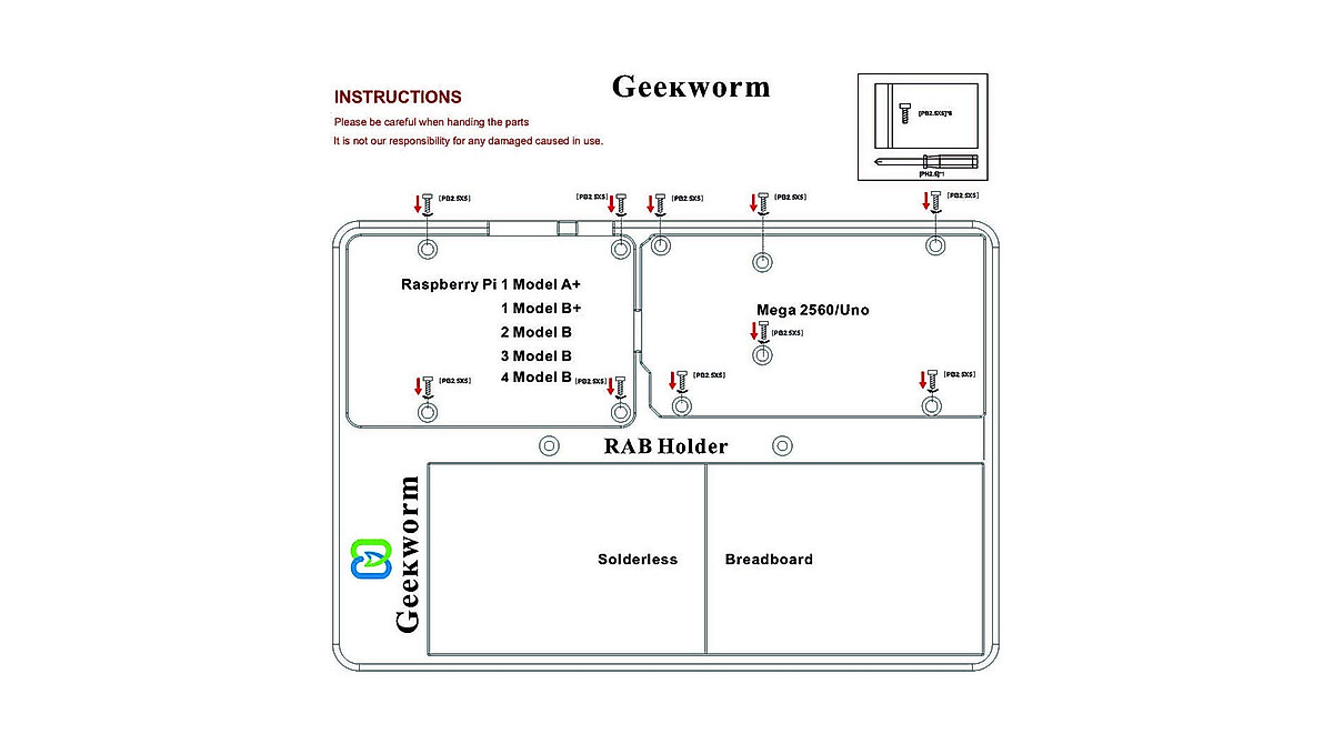 Geekworm RAB Holder Platform for Raspberry Pi & Arduino | Stable & Portable